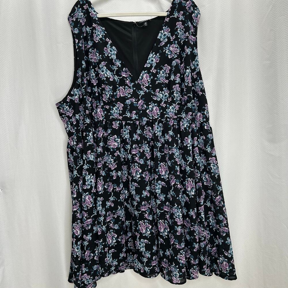Torrid black floral mini dress sleeveless 30 tunic dark floral